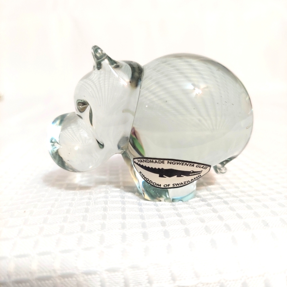 Handmade Glass Hippopotamus Paper Weight